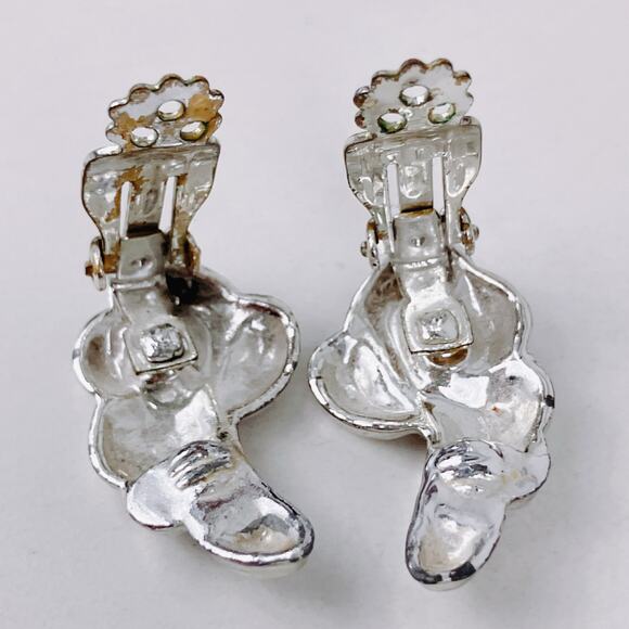 Vintage Lisner Silver Tone Knot Ribbon Brooch Earring Set, MCM 1960's Jewelry - Picture 8 of 10